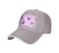 BLWSLC Gorra de béisbol clásica con estampado de mariposas rosas, visera curvada, informal, ajustable, 8 colores, negro, adecuada para fitness al aire libre y viajes, gris, Talla única