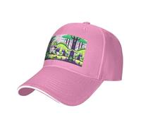 BLWSLC Gorra de béisbol con estampado de dinosaurio verde, ajustable, adecuada para deportes al aire libre, ocio, fitness y viajes, color negro, Rosado, talla única