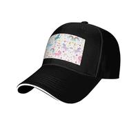 BLWSLC Gorra de béisbol con estampado rosa de unicornios para hombre, gorra gruesa casual, tamaño ajustable, 8 colores, negro, adecuada para actividades al aire libre, diseño clásico de ala curvada
