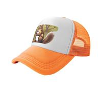BLWSLC Gorra de béisbol de malla estampada negra con ardilla que come nueces, gorra de camionero transpirable, adecuada para pesca y senderismo, Anaranjado, One Size-Large