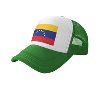 BLWSLC Gorra de béisbol de malla estampada negra con bandera de Venezuela, gorra de camionero transpirable, adecuada para pesca y senderismo, Verde, One Size-Large