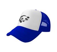 BLWSLC Gorra de béisbol de malla estampada negra con panda gigante de dibujos animados, gorra de camionero transpirable, adecuada para pesca y senderismo, Azul, One Size-Large