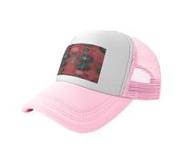 BLWSLC Gorra de béisbol de malla estampada negra con patrón de armas biológicas, gorra de camionero transpirable, adecuada para pesca y senderismo, Rosa, L