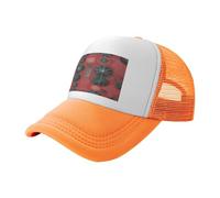 BLWSLC Gorra de béisbol de malla estampada negra con patrón de armas biológicas, gorra de camionero transpirable, adecuada para pesca y senderismo, Anaranjado, One Size-Large