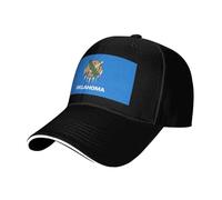 BLWSLC Gorra de béisbol estampada con la bandera del estado de Oklahoma, ajustable, adecuada para deportes al aire libre, ocio, fitness y viajes, color negro, Negro, talla única