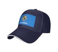 BLWSLC Gorra de béisbol estampada con la bandera del estado de Oklahoma, ajustable, adecuada para deportes al aire libre, ocio, fitness y viajes, color negro, Azul marino, talla única