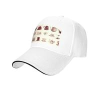 BLWSLC Gorra de béisbol estampada de té de la tarde, ajustable, adecuada para deportes al aire libre, ocio, fitness y viajes, color negro, Blanco, talla única