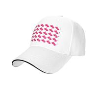 BLWSLC Gorra de béisbol informal para hombre, con dos corazones rosados, para deportes al aire libre, adecuada para viajes y senderismo, color negro, blanco, Talla única
