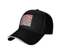 BLWSLC Gorra de béisbol negra con patrón de pelotas de pickleball para deportes al aire libre, gorra de béisbol casual, ajustable., Negro, Talla única