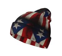 BLWSLC Gorra de punto sin ala con diseño de bandera de Puerto Rico para adultos, adecuada para llevar en estaciones frías, cálida y cómoda, color negro