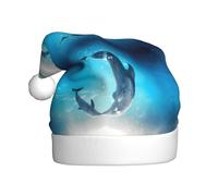 BLWSLC Gorro de Navidad con estampado de delfín Kiss Dolphin Tale para adultos, sombrero de decoración de Navidad, adecuado para actuaciones escénicas, fiestas de vacaciones