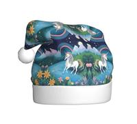 BLWSLC Gorro de Navidad con estampado de unicornios para adultos, adecuado para actuaciones escénicas, fiestas de vacaciones