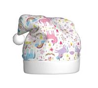 BLWSLC Gorro de Navidad con estampado rosa de unicornios para adultos, adecuado para vacaciones de Año Nuevo y fiestas al aire libre