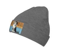 BLWSLC Gorro de punto cálido con estampado de gatito para dormitorio, diseño elástico negro sin alas, adecuado para esquí, correr y uso diario., Deep Heather, talla única