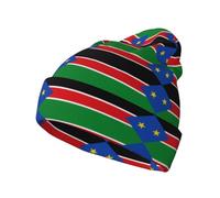 BLWSLC Gorro de punto con estampado de la bandera de Sudán del Sur, sin alas, adecuado para uso en interiores y exteriores, viajes o actividades al aire libre, color negro