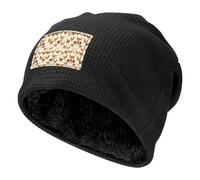 BLWSLC Gorro de punto elástico con forro de pelo largo estampado de pollo negro, adecuado para senderismo y escalada de montaña, Negro, Talla única