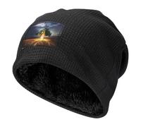 BLWSLC Gorro de punto negro para deportes al aire libre, estampado de árbol por la noche, adecuado para viajes, senderismo y deportes al aire libre, Negro, Talla única