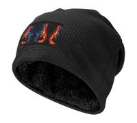 BLWSLC Gorro de punto negro para deportes al aire libre, estampado de guitarra de hielo y fuego, adecuado para viajes, senderismo y deportes al aire libre, Negro, Talla única
