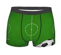 BLWSLC Green Grass Field Soccer Playground The Ball - Calzoncillos tipo bóxer elásticos para deportes, diseñados para hombres, sin restricciones, para uso diario, 5 tamaños, Negro, L