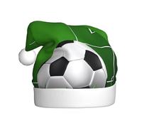 BLWSLC Green Grass Field Soccer Playground The Ball Printed Santa Hats decorative hats suitable for Christmas and New Year's party headwear, stage performances