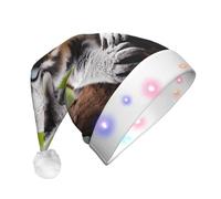 BLWSLC Happy Cute koala - Gorro de Papá Noel con luces LED para adultos, con luces LED, adecuado para Navidad, Año Nuevo y otras fiestas de vacaciones