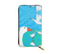BLWSLC Happy White Goose - Cartera larga con cremallera, tarjetero, bolsa de almacenamiento portátil de monedas de viaje adecuada para viajes y uso diario