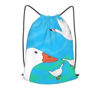 BLWSLC Happy White Goose - Mochila de viaje con cordón para gimnasio, portátil, adecuada para viajes cortos, Negro, pequeño