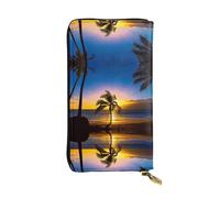 BLWSLC Hawaii Beach - Cartera larga con cremallera, tarjetero, bolsa de almacenamiento portátil de monedas de viaje, adecuada para viajes y uso diario