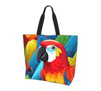 BLWSLC Hermosa bolsa de mano con estampado de estrella de mar, bolsa de mano de gran capacidad para viajes, compras y vacaciones en la playa, Hermoso pájaro loro, Talla única