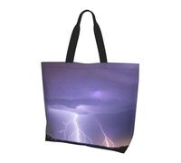 BLWSLC Hermosa bolsa de mano estampada de feliz cumpleaños, bolsa de mano de gran capacidad para viajes, compras y vacaciones en la playa, tormenta eléctrica, Talla única