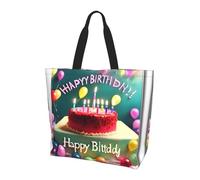 BLWSLC Hermosa bolsa de mano estampada de feliz cumpleaños, bolsa de mano de gran capacidad para viajes, compras y vacaciones en la playa, Feliz cumpleaños hermoso, Talla única