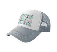 BLWSLC Hermosa gorra de béisbol de malla negra con estampado de sirena, gorra deportiva ajustable, adecuada para viajes y pesca, gris, Talla única