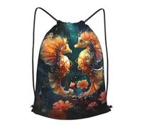 BLWSLC Hermosa mochila deportiva con cordón para parejas, ideal para gimnasio y viajes, Negro, Mediano