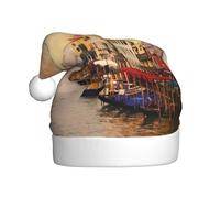 BLWSLC Hermoso sombrero de Navidad impreso con vista al canal de Venecia para adultos, sombrero de decoración de Navidad, adecuado para actuaciones escénicas, fiestas de vacaciones