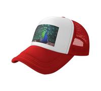 BLWSLC Hermoso sombrero de sol negro con estampado de pavo real, gorra de béisbol de malla ajustable, adecuada para senderismo al aire libre y viajes, rosso, Talla única