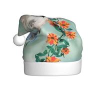 BLWSLC Hummingbird is Flying with Flowered Branch Patterned Adult Christmas hats decorative hats suitable for New Year's Eve, holiday parties or Christmas