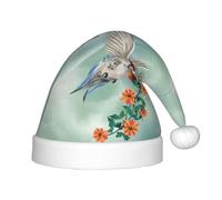 BLWSLC Hummingbird is Flying with Flowered Branch Printed Christmas hats for kids, decorative hats suitable for Christmas, New Year's parties, etc.