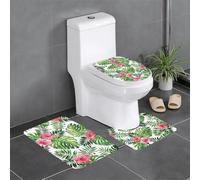 BLWSLC Juego de 3 alfombrillas de baño absorbentes con diseño de hojas tropicales, adecuadas para hogares, spas y hoteles