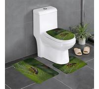 BLWSLC Juego de 3 alfombrillas de baño con estampado de insectos en hojas, adecuadas para inodoros en forma de U, bañeras y duchas