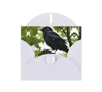 BLWSLC Juego de tarjetas de felicitación blancas impresas de cuervos en el árbol de 6 x 4 pulgadas con sobre, invitaciones de boda/cumpleaños