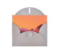 BLWSLC Juego de tarjetas de felicitación de 15 x 10 cm, diseño de montañas bajo el atardecer, color gris, con sobre, invitaciones de boda/cumpleaños