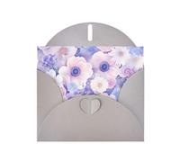 BLWSLC Juego de tarjetas de felicitación de 6 x 4 pulgadas con estampado de flores moradas grises con sobre, invitaciones de boda/cumpleaños