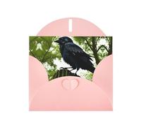 BLWSLC Juego de tarjetas de felicitación de 6 x 4 pulgadas, diseño de cuervos en el árbol, color rosa con sobre, invitaciones de boda/cumpleaños