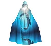 BLWSLC Kiss Dolphin Tale - Capa con capucha estampada para Halloween, disfraz de escenario para adultos, sin cremallera, adecuada para bailes de máscaras y cosplay