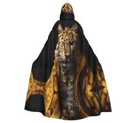 BLWSLC La capa con capucha estampada de leopardo en una chaqueta de cuero es perfecta para Halloween, carnavales, fiestas temáticas e incluso como disfraz de vampiro.