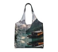 BLWSLC Lake House Views - Bolsa de lona estampada de un solo hombro, bolsa de deporte de fitness adecuada para viajes, viajes o compras