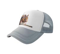 BLWSLC Little Squirrel - Gorra de béisbol de malla estampada negra, gorra de camionero transpirable, adecuada para pesca y senderismo, Gris, One Size-Large