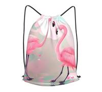 BLWSLC Love Flamingo - Mochila de viaje con cordón para gimnasio, portátil, adecuada para viajes cortos, Negro, Mediano
