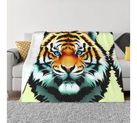 BLWSLC Manta de forro polar con diseño de cabeza de tigre gordo pequeño, manta decorativa para sofá, disponible en 4 tamaños de cabeza de tigre gordo para calidez del hogar.