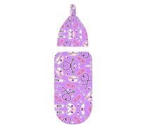 BLWSLC Manta de recepción de bebé morado con patrón de enfermera, bolsa para envolver recién nacidos con capucha, adecuada tanto para niños como para niñas